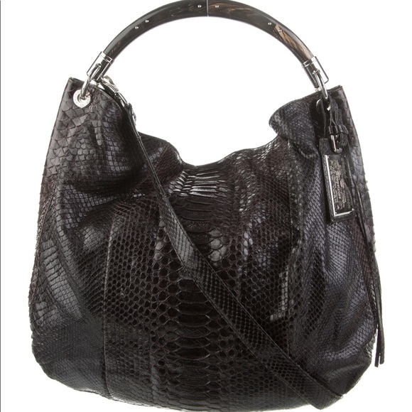 Ralph Lauren Black Python Snakeskin Purse Shoulder Bag - Picture 3 of 6